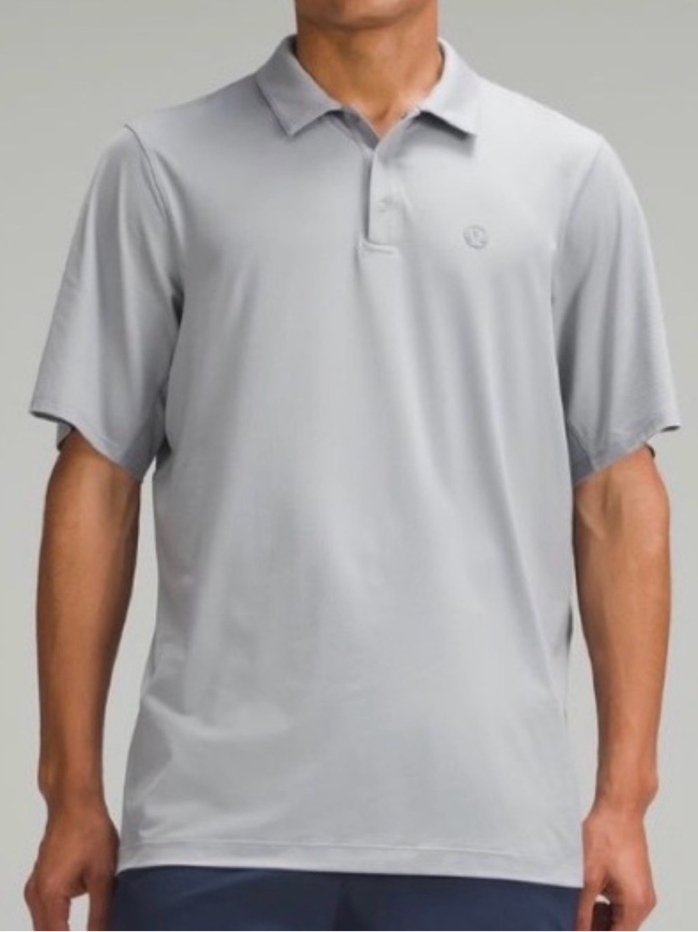 Lululemon Gray Snap-Front Logo Sport Polo Short Sleeve Shirt Men’s Athletic Top